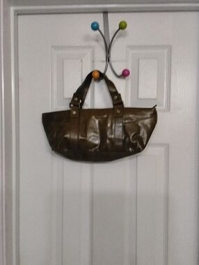 Classic Olive Green Leather Tote Bag - Women's Shoulder Handbag